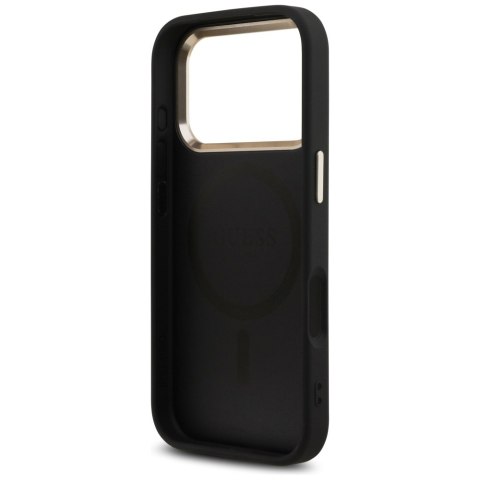 Guess Nakładka Magsafe 4G PU Leather Case With Triangle Logo And Gold Metal Camera Frame Do iPhone 17 Pro Brązowa