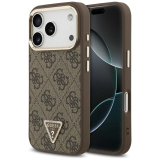 Guess Nakładka Magsafe 4G PU Leather Case With Triangle Logo And Gold Metal Camera Frame Do iPhone 17 Pro Czarna