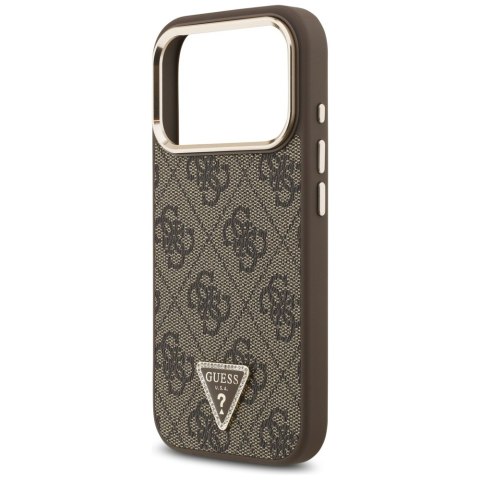 Guess Nakładka Magsafe 4G PU Leather Case With Triangle Logo And Gold Metal Camera Frame Do iPhone 17 Pro Czarna