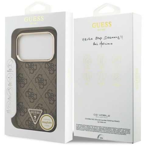 Guess Nakładka Magsafe 4G PU Leather Case With Triangle Logo And Gold Metal Camera Frame Do iPhone 17 Pro Czarna