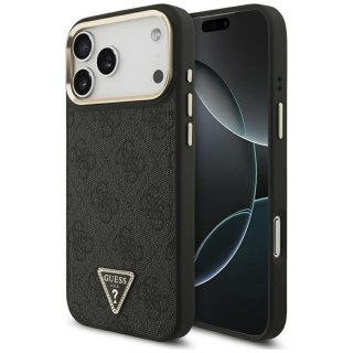 Guess Nakładka Magsafe 4G PU Leather Case With Triangle Logo And Gold Metal Camera Frame Do iPhone 17 Pro Max Brązowa