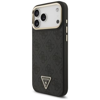 Guess Nakładka Magsafe 4G PU Leather Case With Triangle Logo And Gold Metal Camera Frame Do iPhone 17 Pro Max Brązowa