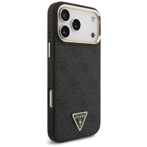 Guess Nakładka Magsafe 4G PU Leather Case With Triangle Logo And Gold Metal Camera Frame Do iPhone 17 Pro Max Brązowa
