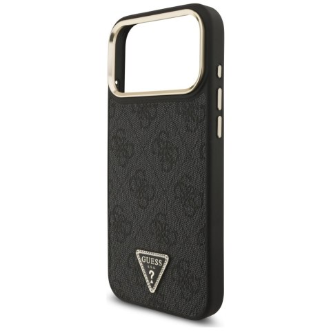 Guess Nakładka Magsafe 4G PU Leather Case With Triangle Logo And Gold Metal Camera Frame Do iPhone 17 Pro Max Brązowa