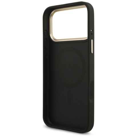 Guess Nakładka Magsafe 4G PU Leather Case With Triangle Logo And Gold Metal Camera Frame Do iPhone 17 Pro Max Brązowa