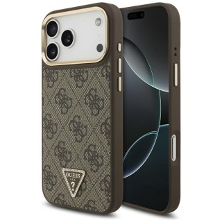Guess Nakładka Magsafe 4G PU Leather Case With Triangle Logo And Gold Metal Camera Frame Do iPhone 17 Pro Max Czarna