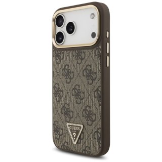 Guess Nakładka Magsafe 4G PU Leather Case With Triangle Logo And Gold Metal Camera Frame Do iPhone 17 Pro Max Czarna