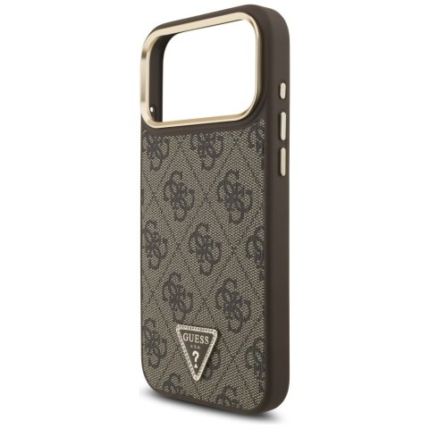 Guess Nakładka Magsafe 4G PU Leather Case With Triangle Logo And Gold Metal Camera Frame Do iPhone 17 Pro Max Czarna