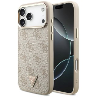 Guess Nakładka Magsafe 4G PU Leather Case With Triangle Logo And Gold Metal Camera Frame Do iPhone 17 Pro Max Różowa