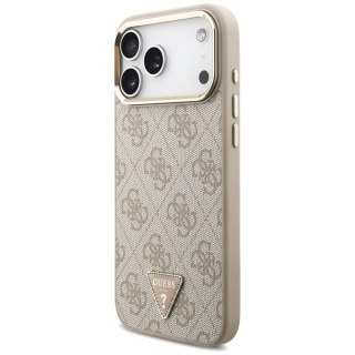 Guess Nakładka Magsafe 4G PU Leather Case With Triangle Logo And Gold Metal Camera Frame Do iPhone 17 Pro Max Różowa