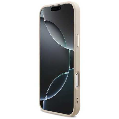 Guess Nakładka Magsafe 4G PU Leather Case With Triangle Logo And Gold Metal Camera Frame Do iPhone 17 Pro Max Różowa