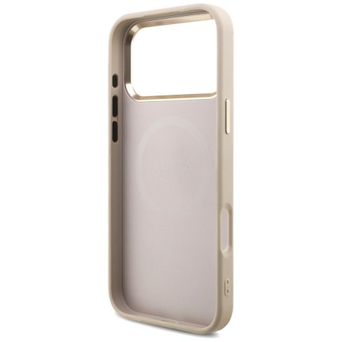 Guess Nakładka Magsafe 4G PU Leather Case With Triangle Logo And Gold Metal Camera Frame Do iPhone 17 Pro Max Różowa