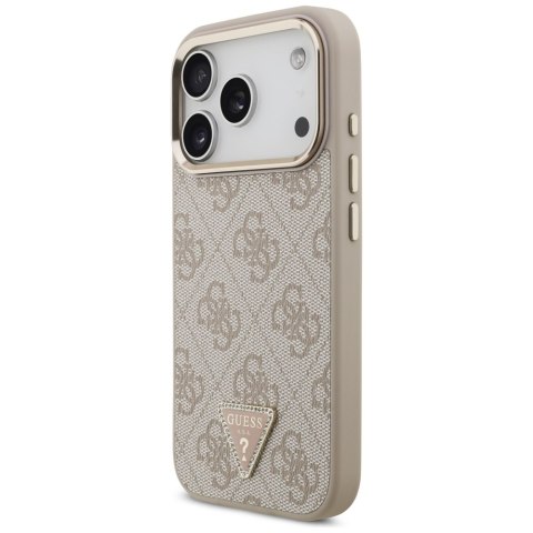 Guess Nakładka Magsafe 4G PU Leather Case With Triangle Logo And Gold Metal Camera Frame Do iPhone 17 Pro Różowa