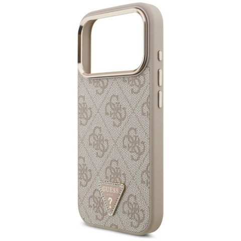 Guess Nakładka Magsafe 4G PU Leather Case With Triangle Logo And Gold Metal Camera Frame Do iPhone 17 Pro Różowa