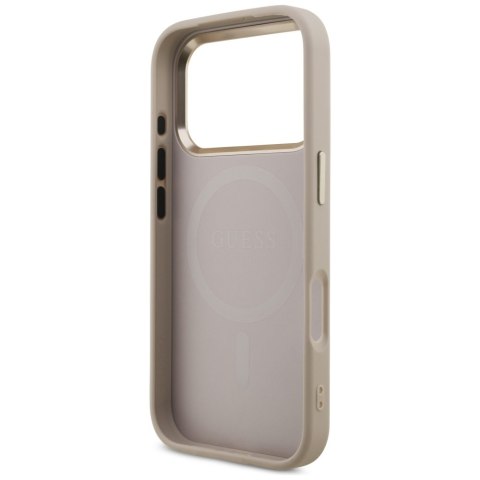 Guess Nakładka Magsafe 4G PU Leather Case With Triangle Logo And Gold Metal Camera Frame Do iPhone 17 Pro Różowa