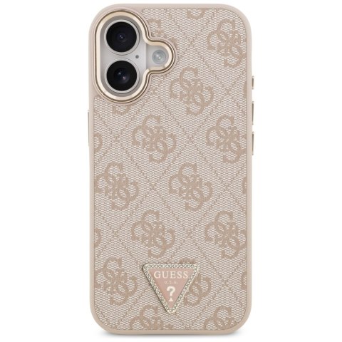 Guess Nakładka Magsafe 4G PU Leather Case With Triangle Logo And Gold Metal Camera Frame Do iPhone 17 Różowa