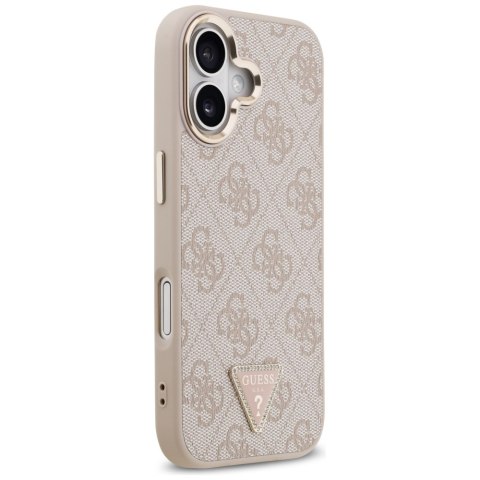 Guess Nakładka Magsafe 4G PU Leather Case With Triangle Logo And Gold Metal Camera Frame Do iPhone 17 Różowa