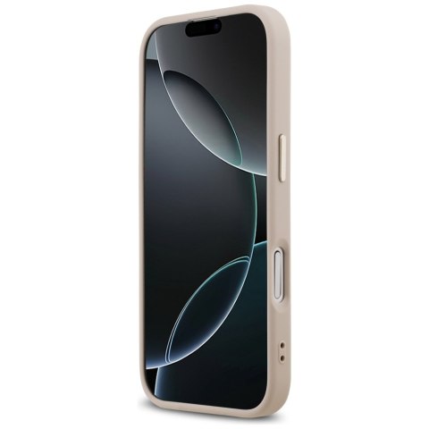 Guess Nakładka Magsafe 4G PU Leather Case With Triangle Logo And Gold Metal Camera Frame Do iPhone 17 Różowa