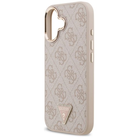 Guess Nakładka Magsafe 4G PU Leather Case With Triangle Logo And Gold Metal Camera Frame Do iPhone 17 Różowa
