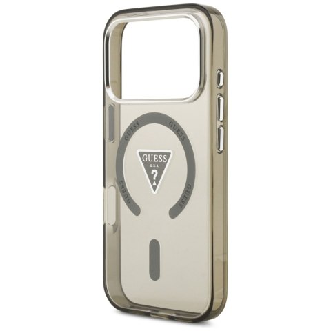 Guess Nakładka Magsafe IML Gradient Case With Print Triangle Logo & Silver Metal Camera Buttons Do iPhone 17 Pro Khaki