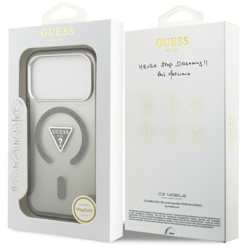 Guess Nakładka Magsafe IML Gradient Case With Print Triangle Logo & Silver Metal Camera Buttons Do iPhone 17 Pro Khaki