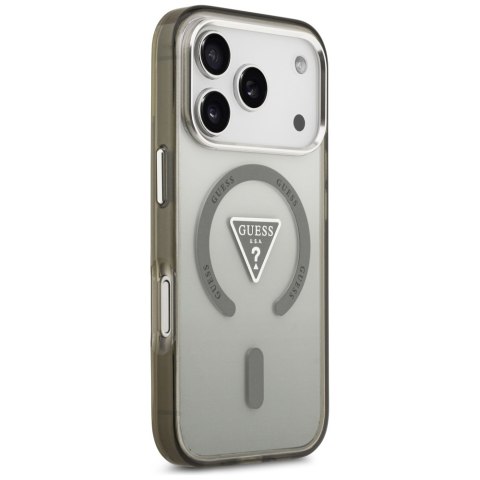 Guess Nakładka Magsafe IML Gradient Case With Print Triangle Logo & Silver Metal Camera Buttons Do iPhone 17 Pro Max Khaki