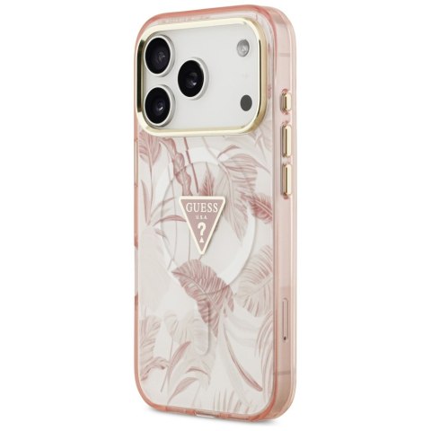 Guess Nakładka Magsafe Pc TPU Case Jungle Tonal Pattern With Printed Logo Triangle And Metal Camera Frame Do iPhone 17 Pro Max R