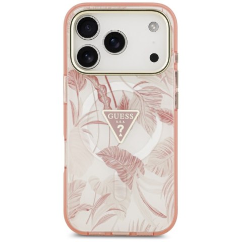 Guess Nakładka Magsafe Pc TPU Case Jungle Tonal Pattern With Printed Logo Triangle And Metal Camera Frame Do iPhone 17 Pro Max R
