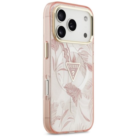Guess Nakładka Magsafe Pc TPU Case Jungle Tonal Pattern With Printed Logo Triangle And Metal Camera Frame Do iPhone 17 Pro Max R