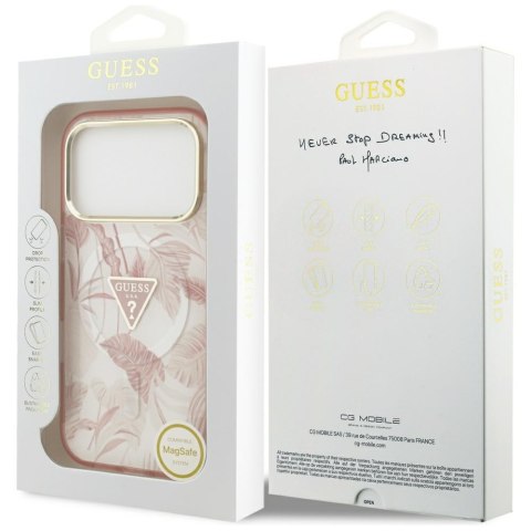 Guess Nakładka Magsafe Pc TPU Case Jungle Tonal Pattern With Printed Logo Triangle And Metal Camera Frame Do iPhone 17 Pro Max R