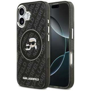 Karl Lagerfeld nakładka Magsafe IML glitter case metal camera frame and buttons Karl and Choupette heads on KL repeated logo do 