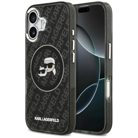 Karl Lagerfeld nakładka Magsafe IML glitter case metal camera frame and buttons Karl and Choupette heads on KL repeated logo do 