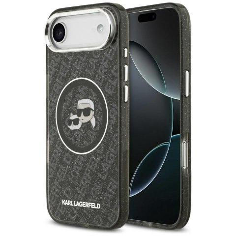 Karl Lagerfeld nakładka Magsafe IML glitter case metal camera frame and buttons Karl and Choupette heads on KL repeated logo do 