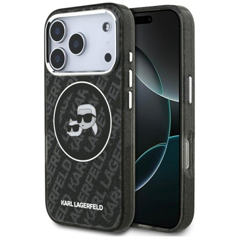 Karl Lagerfeld nakładka Magsafe IML glitter case metal camera frame and buttons Karl and Choupette heads on KL repeated logo do 