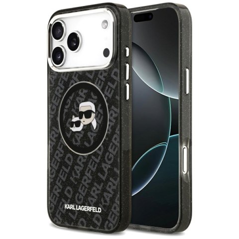 Karl Lagerfeld nakładka Magsafe IML glitter case metal camera frame and buttons Karl and Choupette heads on KL repeated logo do 