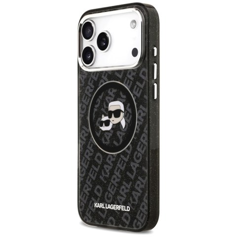 Karl Lagerfeld nakładka Magsafe IML glitter case metal camera frame and buttons Karl and Choupette heads on KL repeated logo do 