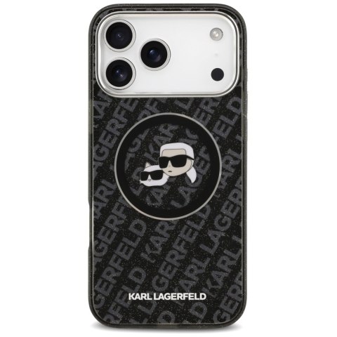 Karl Lagerfeld nakładka Magsafe IML glitter case metal camera frame and buttons Karl and Choupette heads on KL repeated logo do 