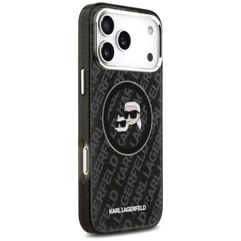 Karl Lagerfeld nakładka Magsafe IML glitter case metal camera frame and buttons Karl and Choupette heads on KL repeated logo do 