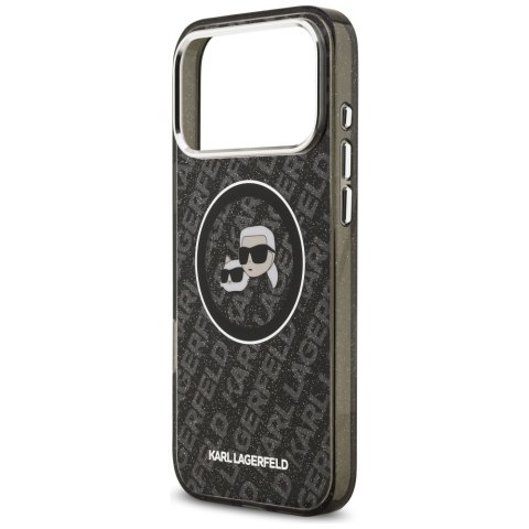 Karl Lagerfeld nakładka Magsafe IML glitter case metal camera frame and buttons Karl and Choupette heads on KL repeated logo do 