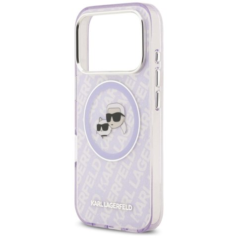 Karl Lagerfeld nakładka Magsafe IML glitter case metal camera frame and buttons Karl and Choupette heads on KL repeated logo do 