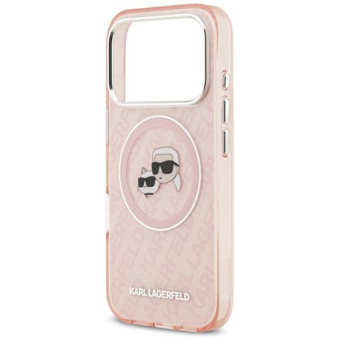 Karl Lagerfeld nakładka Magsafe IML glitter case metal camera frame and buttons Karl and Choupette heads on KL repeated logo do 
