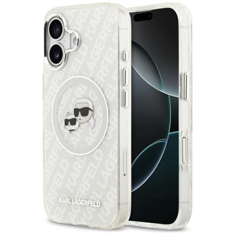 Karl Lagerfeld nakładka Magsafe IML glitter case metal camera frame and buttons Karl and Choupette heads on KL repeated logo do 