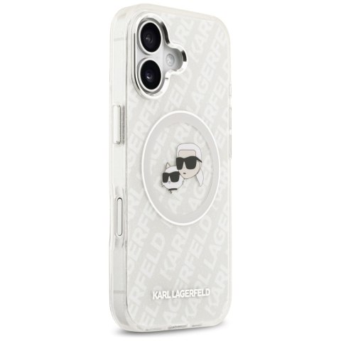 Karl Lagerfeld nakładka Magsafe IML glitter case metal camera frame and buttons Karl and Choupette heads on KL repeated logo do 