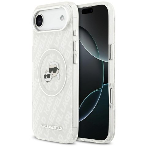 Karl Lagerfeld nakładka Magsafe IML glitter case metal camera frame and buttons Karl and Choupette heads on KL repeated logo do 
