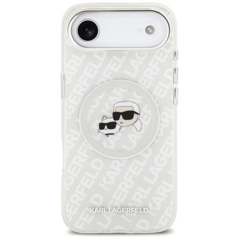 Karl Lagerfeld nakładka Magsafe IML glitter case metal camera frame and buttons Karl and Choupette heads on KL repeated logo do 