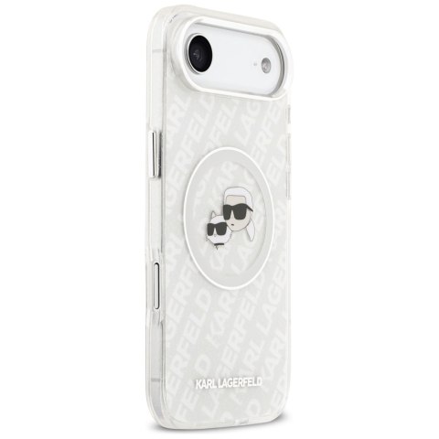 Karl Lagerfeld nakładka Magsafe IML glitter case metal camera frame and buttons Karl and Choupette heads on KL repeated logo do 