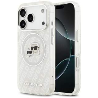 Karl Lagerfeld nakładka Magsafe IML glitter case metal camera frame and buttons Karl and Choupette heads on KL repeated logo do 