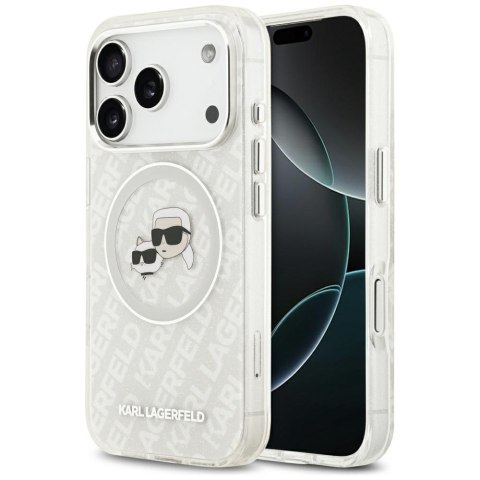 Karl Lagerfeld nakładka Magsafe IML glitter case metal camera frame and buttons Karl and Choupette heads on KL repeated logo do 