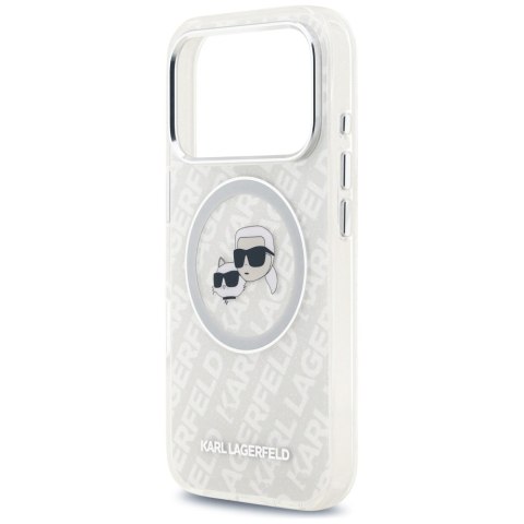 Karl Lagerfeld nakładka Magsafe IML glitter case metal camera frame and buttons Karl and Choupette heads on KL repeated logo do 