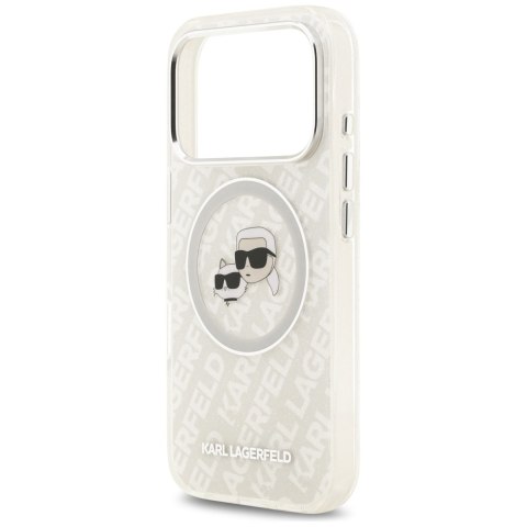 Karl Lagerfeld nakładka Magsafe IML glitter case metal camera frame and buttons Karl and Choupette heads on KL repeated logo do 